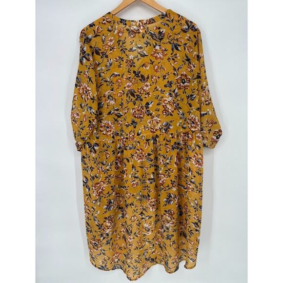 Torrid Lexie Yellow Floral Chiffon Hi-Lo Babydoll Sheer Tunic Size 2 2x Plus - Picture 5 of 8